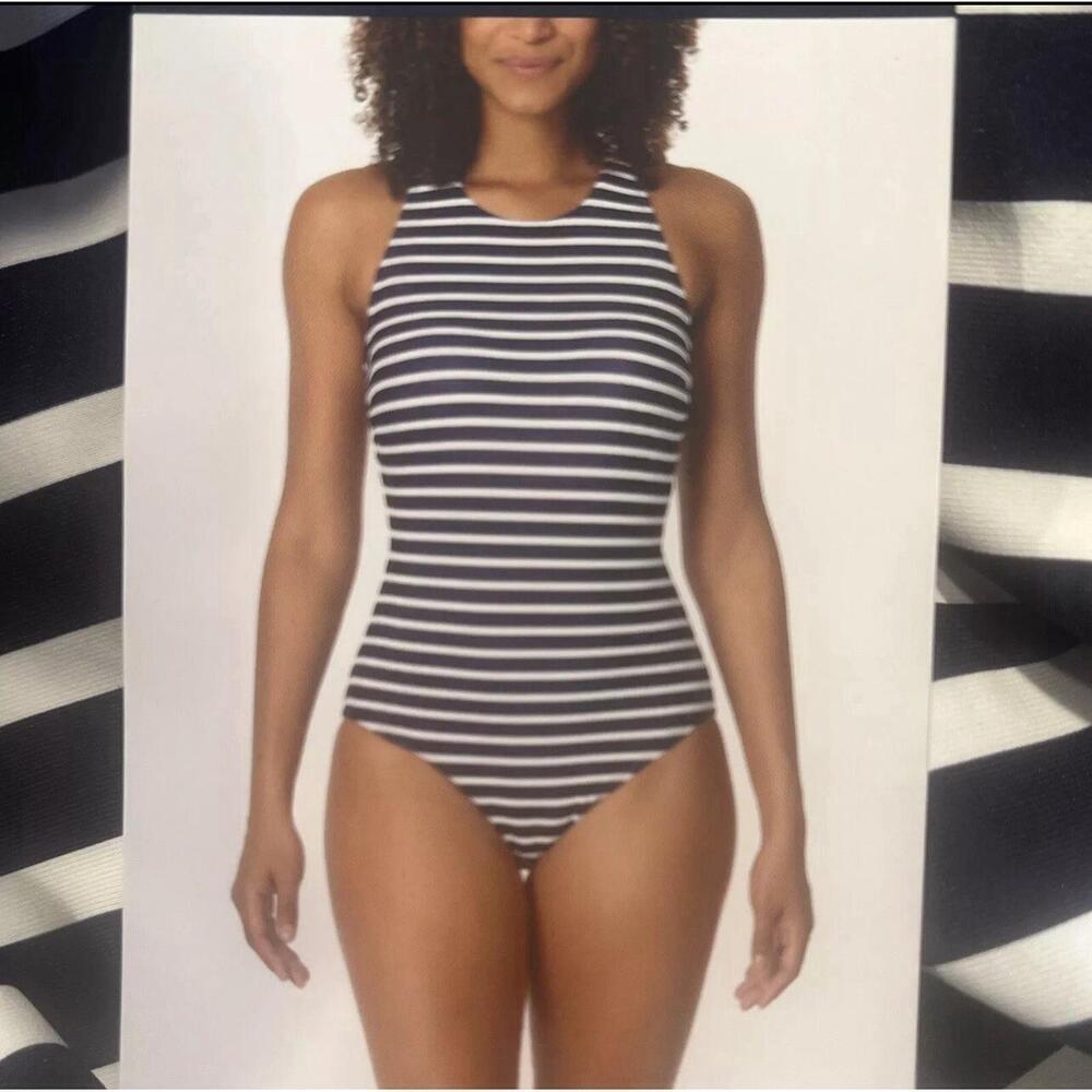 Lands End Swimsuit Womens Navy Stripe One Piece Size XXL P20